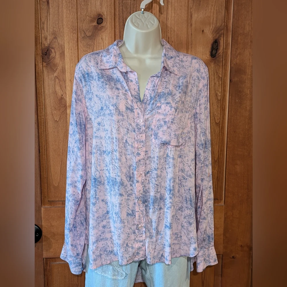 Velvet Heart Pink and Blue Button Down‎ Shirt